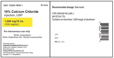 Container Label Of 10% Calcium Chloride Injection, Usp (Vial Label)
